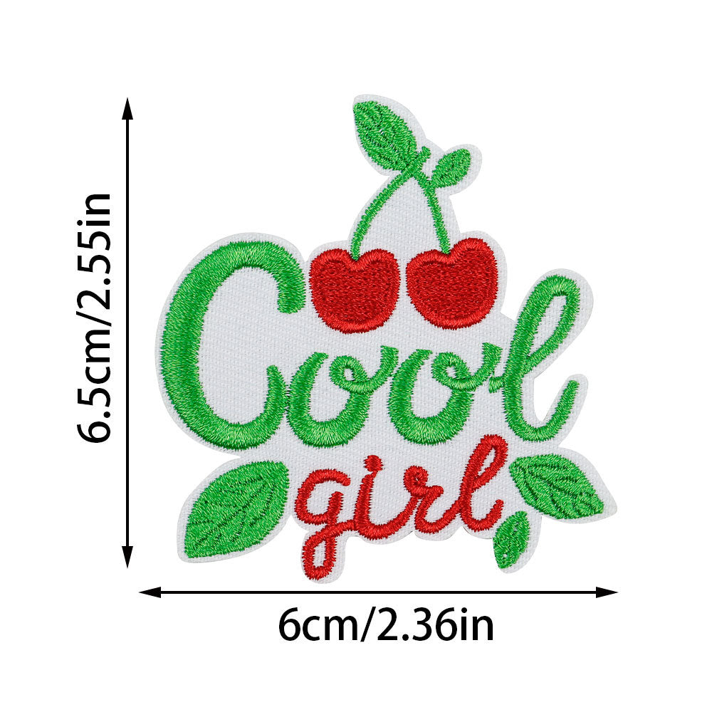 Wholesale  Cherry Embroidered Cloth Sticker No-sewing Girl' s Down et Patch Sticker Holes Sticker Large